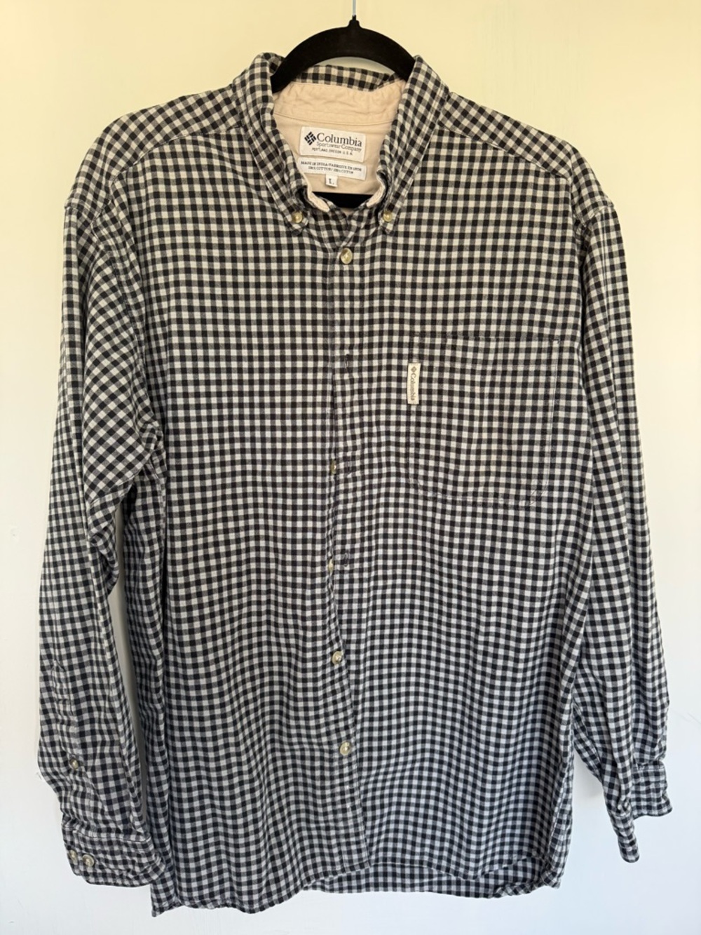 Columbia Sportswear Company Men’s Black & White Gingham Button-Down Shirt